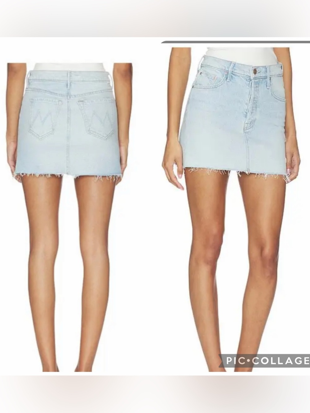 Mother the big mini a-line light blue white wash denim mini skirt 27
